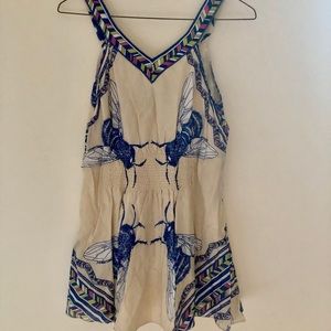 Anthropologie Leif Notes Bee Print peplum top